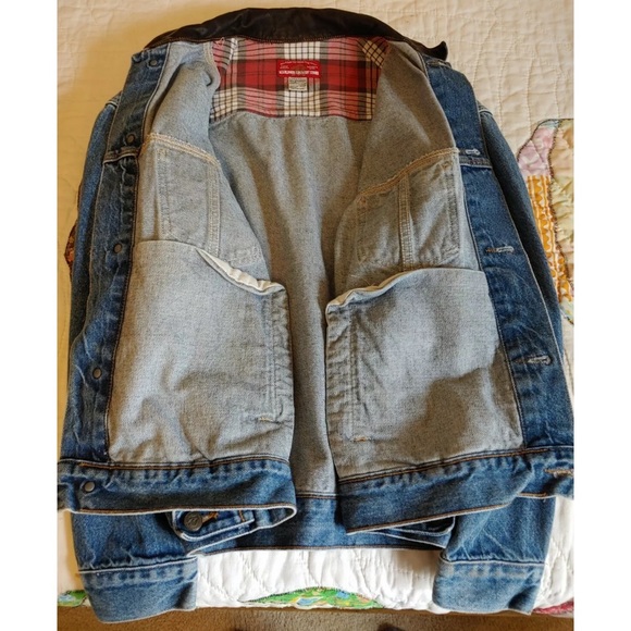Vintage Leather Collar Denim Jacket - Picture 4 of 6